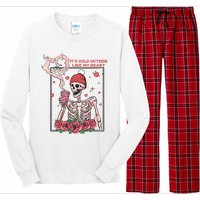 Skeleton With Hearts Drinking Coffee Valentine Valentine's Day Love Lover Couple Long Sleeve Pajama Set