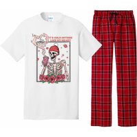 Skeleton With Hearts Drinking Coffee Valentine Valentine's Day Love Lover Couple Pajama Set