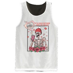 Skeleton With Hearts Drinking Coffee Valentine Valentine's Day Love Lover Couple Mesh Reversible Basketball Jersey Tank