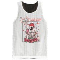 Skeleton With Hearts Drinking Coffee Valentine Valentine's Day Love Lover Couple Mesh Reversible Basketball Jersey Tank