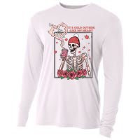 Skeleton With Hearts Drinking Coffee Valentine Valentine's Day Love Lover Couple Cooling Performance Long Sleeve Crew