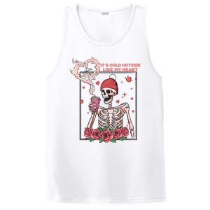 Skeleton With Hearts Drinking Coffee Valentine Valentine's Day Love Lover Couple PosiCharge Competitor Tank