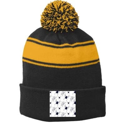 Spider Webs Halloween  Stripe Pom Pom Beanie