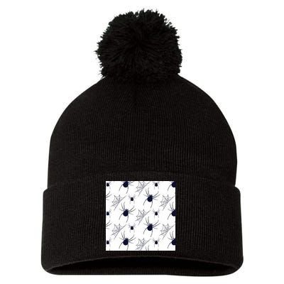 Spider Webs Halloween  Pom Pom 12in Knit Beanie