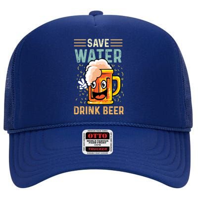 Save Water Heavy Er Funny Gift High Crown Mesh Back Trucker Hat