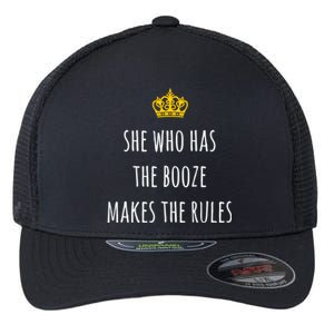 She Who Has The Booze Makes The Rules Funny Bartender Gift Flexfit Unipanel Trucker Cap