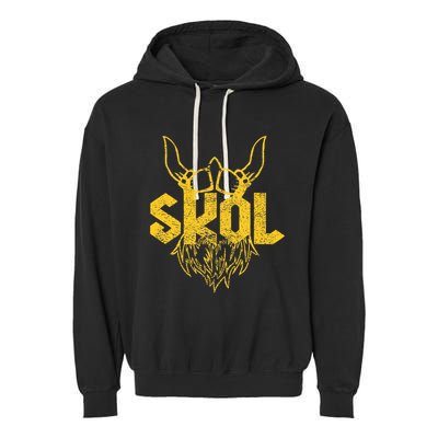 Skol With Helmet And Beard Distressed Garment-Dyed Fleece Hoodie