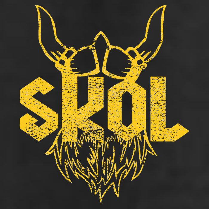 Skol With Helmet And Beard Distressed 7 Panel Mesh Trucker Snapback Hat