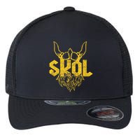 Skol With Helmet And Beard Distressed Flexfit Unipanel Trucker Cap