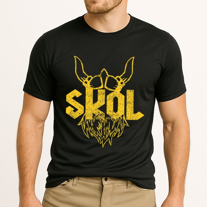 Skol With Helmet And Beard Distressed Performance Shirt