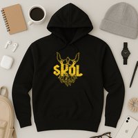 Skol With Helmet And Beard Distressed Hoodie