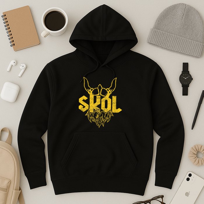 Skol With Helmet And Beard Distressed Hoodie