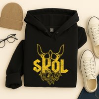 Skol With Helmet And Beard Distressed Hoodie