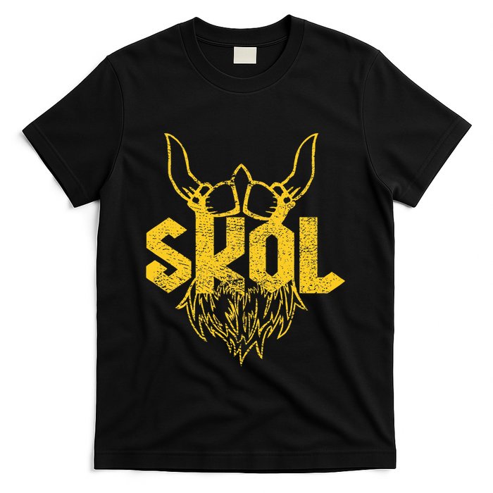 Skol With Helmet And Beard Distressed T-Shirt
