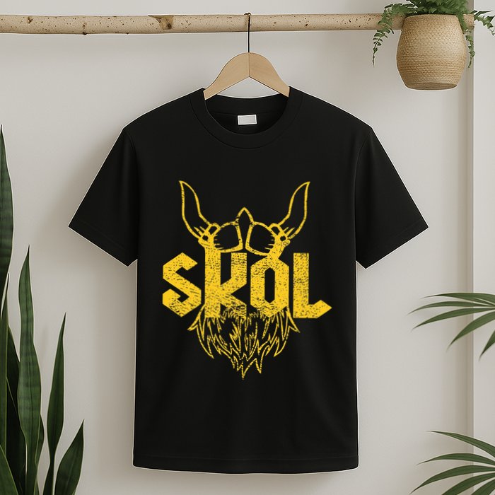 Skol With Helmet And Beard Distressed T-Shirt