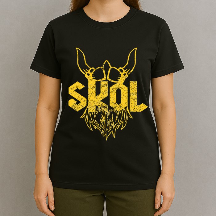 Skol With Helmet And Beard Distressed T-Shirt