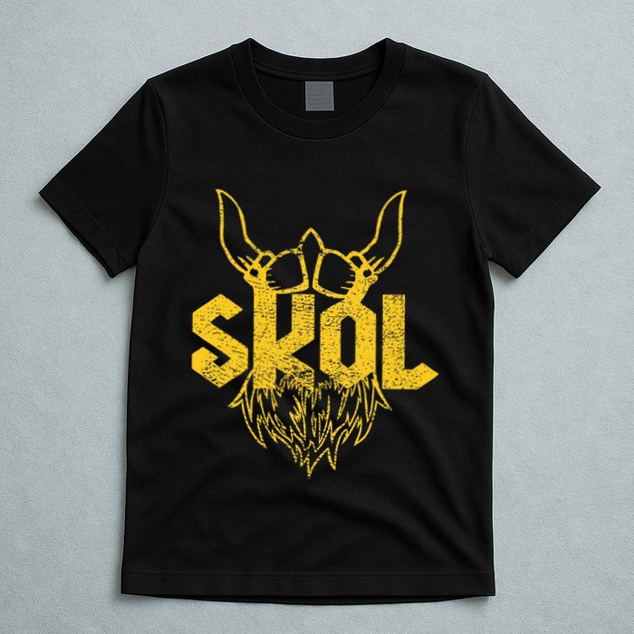 Skol With Helmet And Beard Distressed T-Shirt