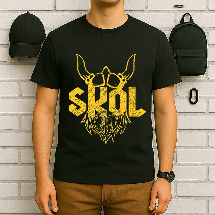 Skol With Helmet And Beard Distressed T-Shirt