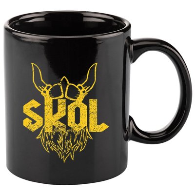 Skol With Helmet And Beard Distressed 11oz C Handle Ceramic Mug