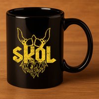 Skol With Helmet And Beard Distressed 11oz C Handle Ceramic Mug