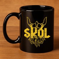 Skol With Helmet And Beard Distressed 11oz C Handle Ceramic Mug