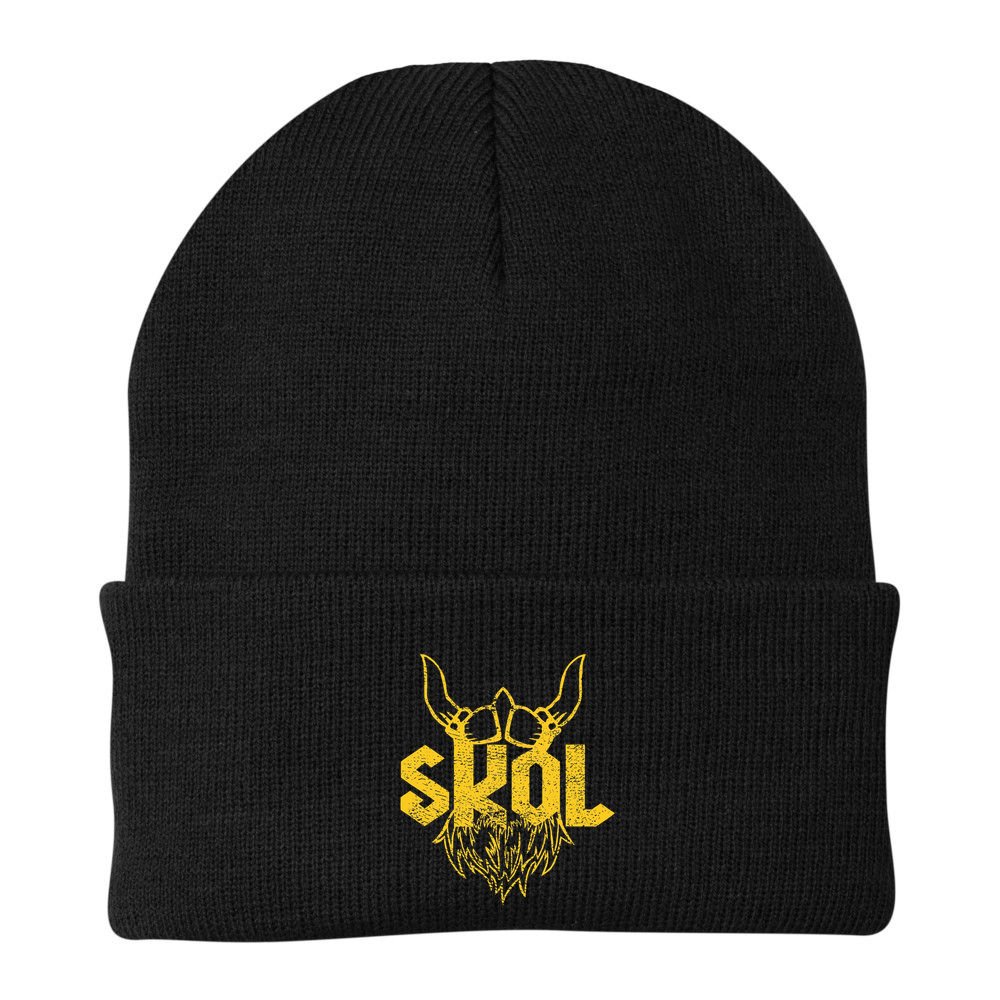 Skol With Helmet And Beard Distressed Beanie
