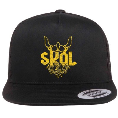 Skol With Helmet And Beard Distressed Flatbill Hat
