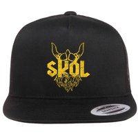 Skol With Helmet And Beard Distressed Flatbill Hat