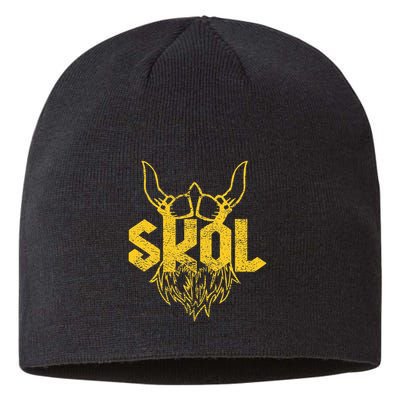 Skol With Helmet And Beard Distressed Sustainable Beanie