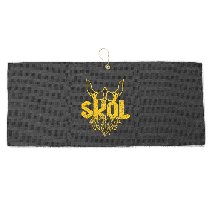 Skol With Helmet And Beard Distressed Large Microfiber Waffle Golf Towel