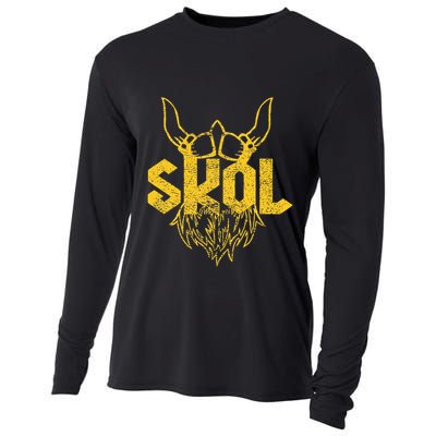 Skol With Helmet And Beard Distressed Cooling Performance Long Sleeve Crew
