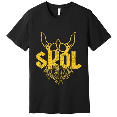 Skol With Helmet And Beard Distressed Premium T-Shirt