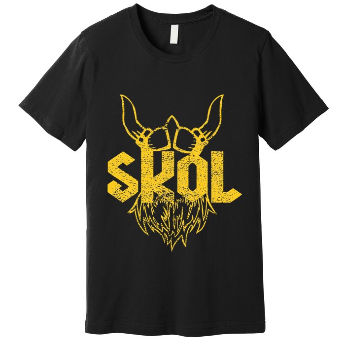 Skol With Helmet And Beard Distressed Premium T-Shirt