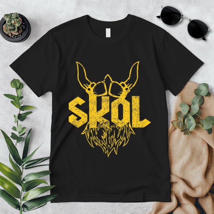 Skol With Helmet And Beard Distressed Premium T-Shirt