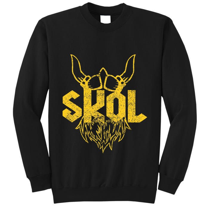 Skol With Helmet And Beard Distressed Tall Sweatshirt