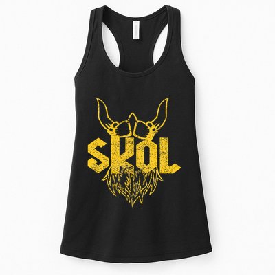 Skol With Helmet And Beard Distressed Womens Tank Top