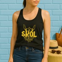 Skol With Helmet And Beard Distressed Womens Tank Top