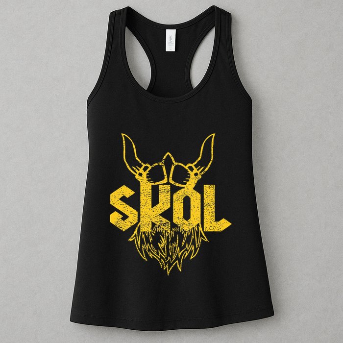 Skol With Helmet And Beard Distressed Womens Tank Top