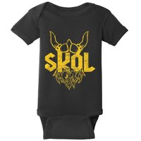 Skol With Helmet And Beard Distressed Baby Bodysuit