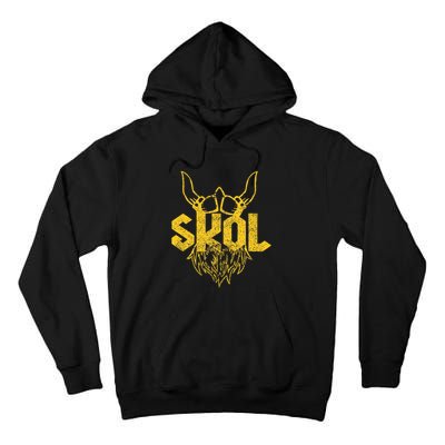 Skol With Helmet And Beard Distressed Tall Hoodie