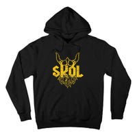 Skol With Helmet And Beard Distressed Tall Hoodie