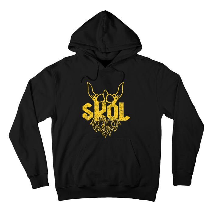 Skol With Helmet And Beard Distressed Tall Hoodie