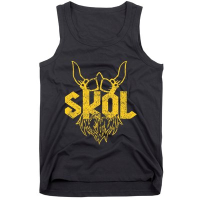 Skol With Helmet And Beard Distressed Tank Top