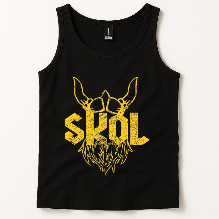 Skol With Helmet And Beard Distressed Tank Top