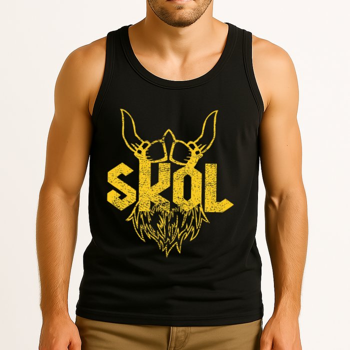 Skol With Helmet And Beard Distressed Tank Top