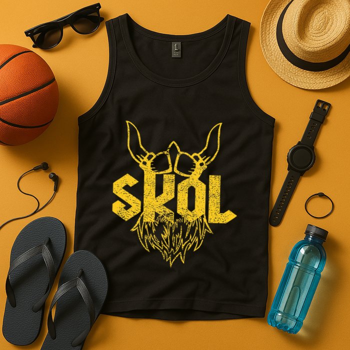 Skol With Helmet And Beard Distressed Tank Top