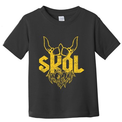 Skol With Helmet And Beard Distressed Toddler T-Shirt