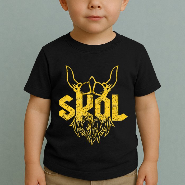 Skol With Helmet And Beard Distressed Toddler T-Shirt