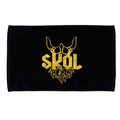 Skol With Helmet And Beard Distressed Microfiber Hand Towel