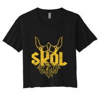 Skol With Helmet And Beard Distressed Crop Top